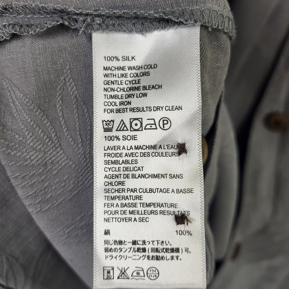 Tommy Bahama Original Fit 100% Silk Camp Shirt Lrge Gray Palm Jacquard Button Up - Picture 7 of 10